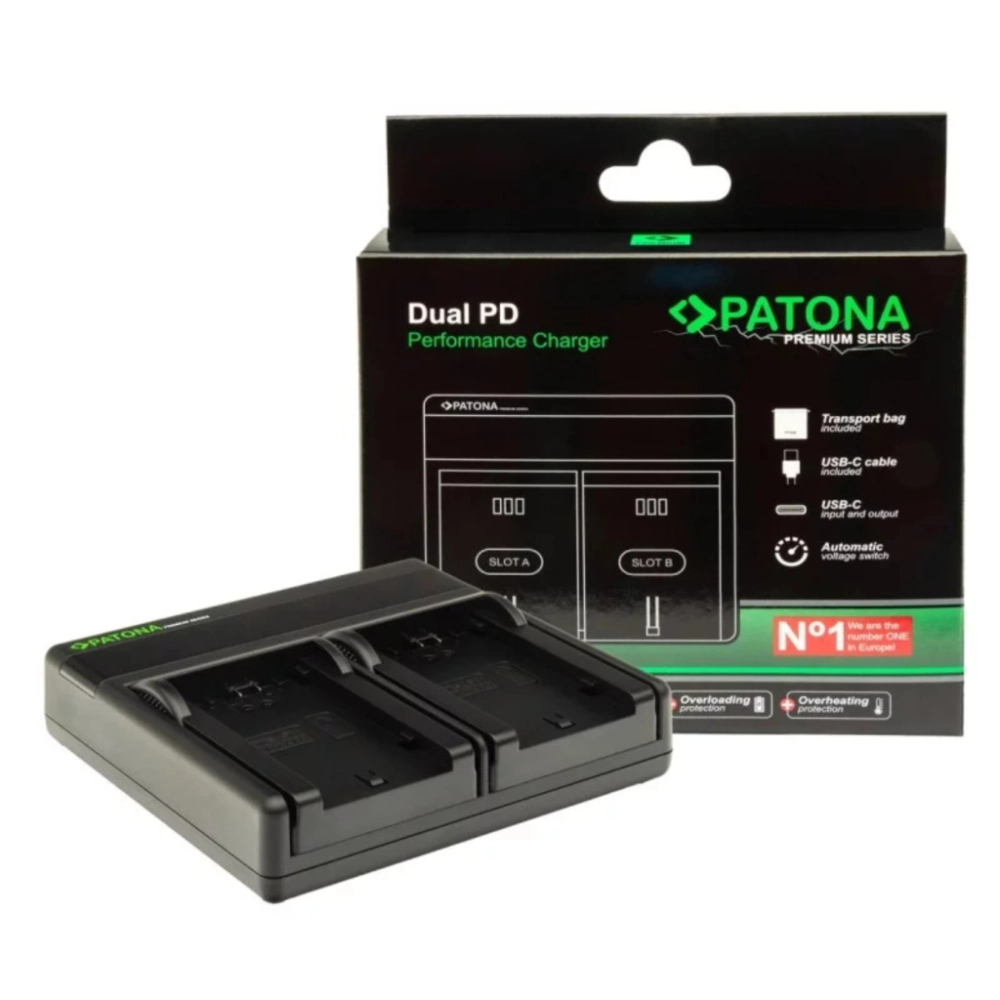 Ładowarka Patona Premium Dual PD do Sony NP-FP50 NP-FH50/100 z USB-C