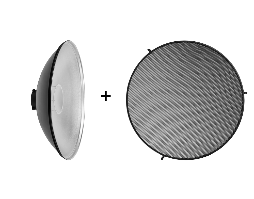 Beauty Dish GlareOne Czasza Beauty Dish 40 cm, srebrna, mocowanie Bowens + grid