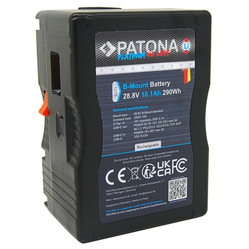 Akumulator Patona Platinum B-Mount 290 PD60W 290Wh, 28.8V, 10A, 2x D-TAP 16V, USB-C, USB-A (OUT) [1275]
