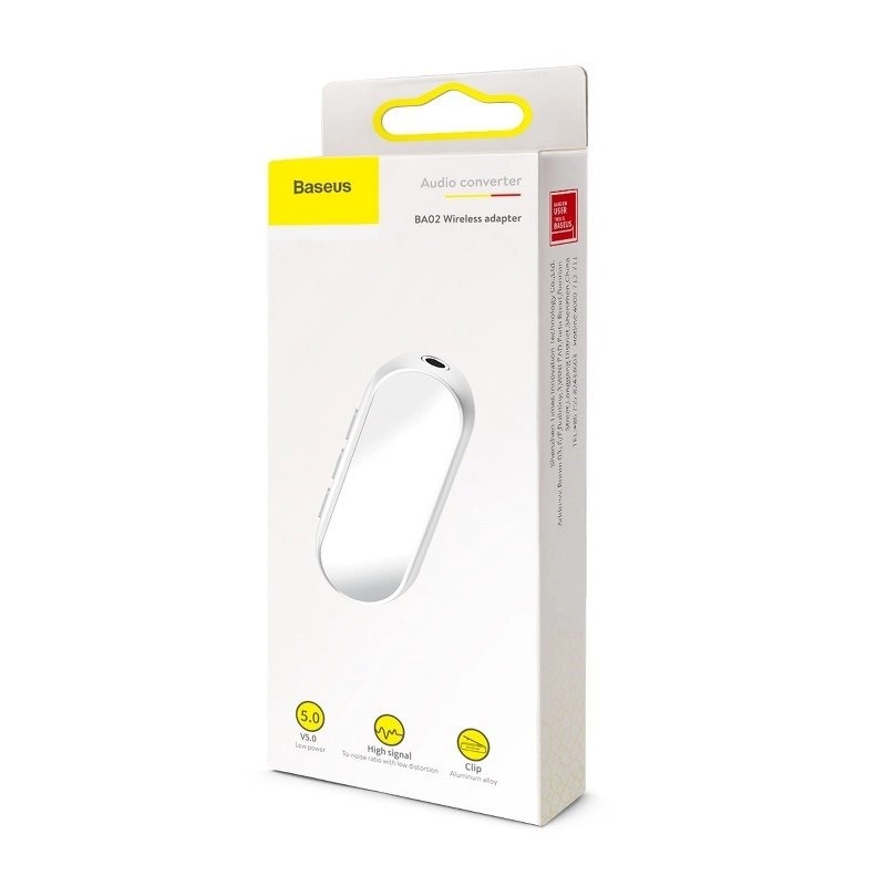 Baseus Adapter Bluetooth 5.0 Baseus BA02 AUX, mini jack 3,5mm (biały)