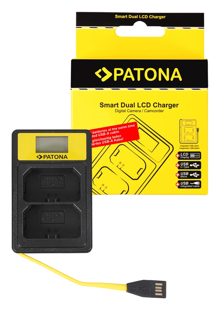 Ładowarka Patona USB  Smart Dual LCD do Sony NP-FZ100 NPFZ100 A7 III