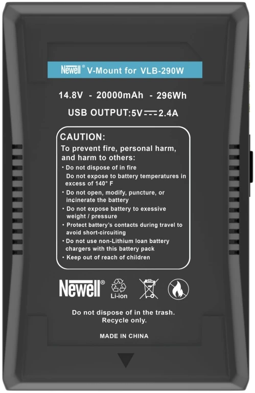 Akumulator Newell VLB-290W TES V-Mount 296Wh, 14.8V, D-TAP, DC, USB-A (OUT)
