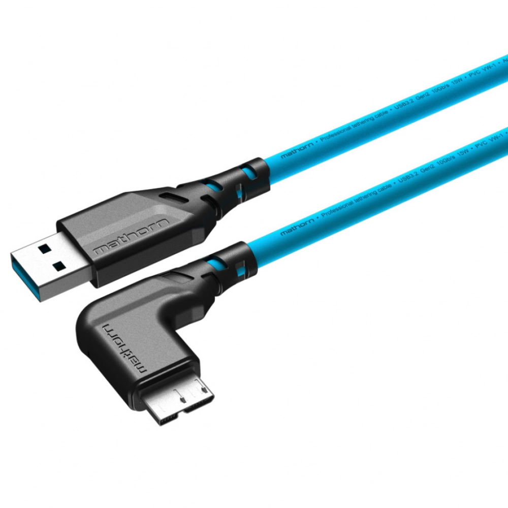 Mathorn MTC-521 USB A - MicroB 5m Arcticblue kątowy