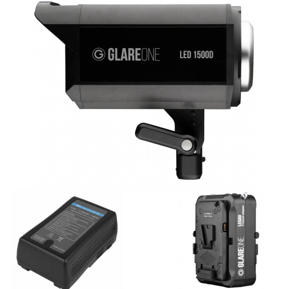 Lampa GlareOne 1500D + Adapter LEDAV + Akumulator Newell BP-190