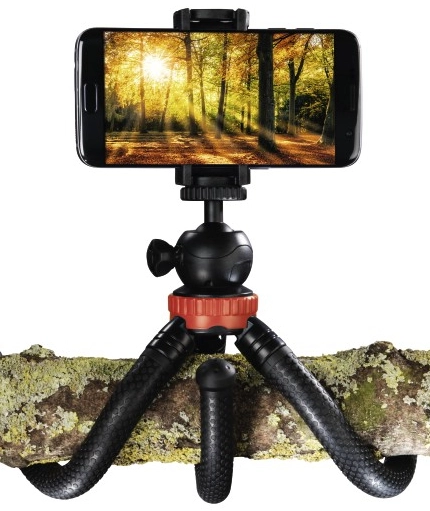 Hama statyw FlexPro 27 cm z głowicą uchwytem na telefon i adapterem do kamer sportowych, czerwony 