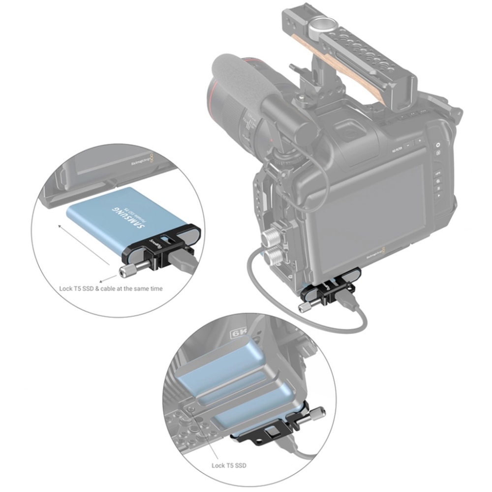 Smallrig Uchwyt na dysk Samsung T5 SSD do BMPCC 6K Pro Cable Clamp [3300]