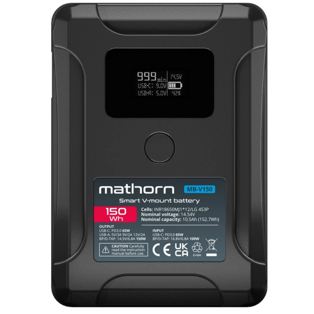 Akumulator Mathorn MB-V150 Smart 10500mAh PD65W OLED USB-C 150Wh V-mount