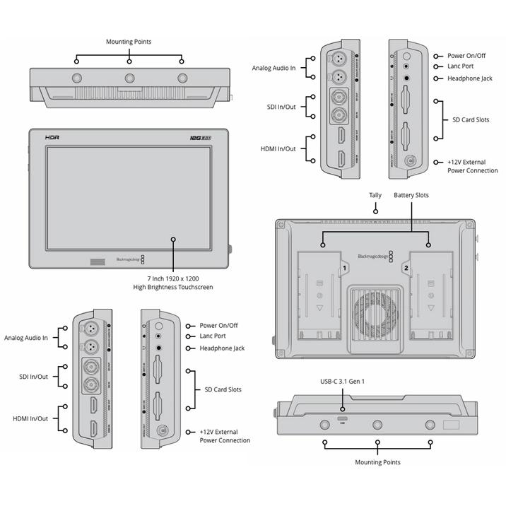 Blackmagic Video Assist 7 cal 12G HDR