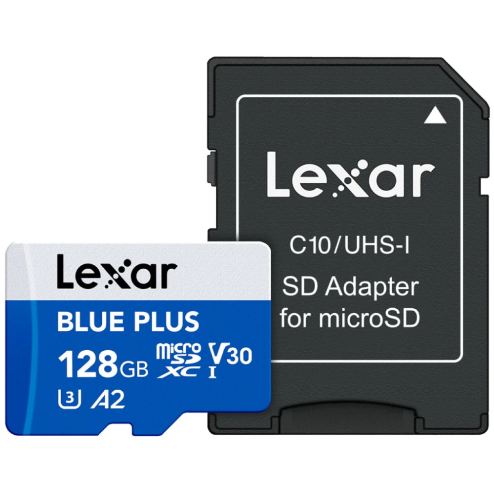 Karta pamięci Lexar microSDHC Blue Plus UHS-I with SD adapter, 170MB/s read C10/A2/U3 V30 128GB
