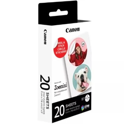 Canon zestaw wstępnie przyciętych okrągłych naklejek Canon ZINK™ o średnicy 33 mm – 20 ark.