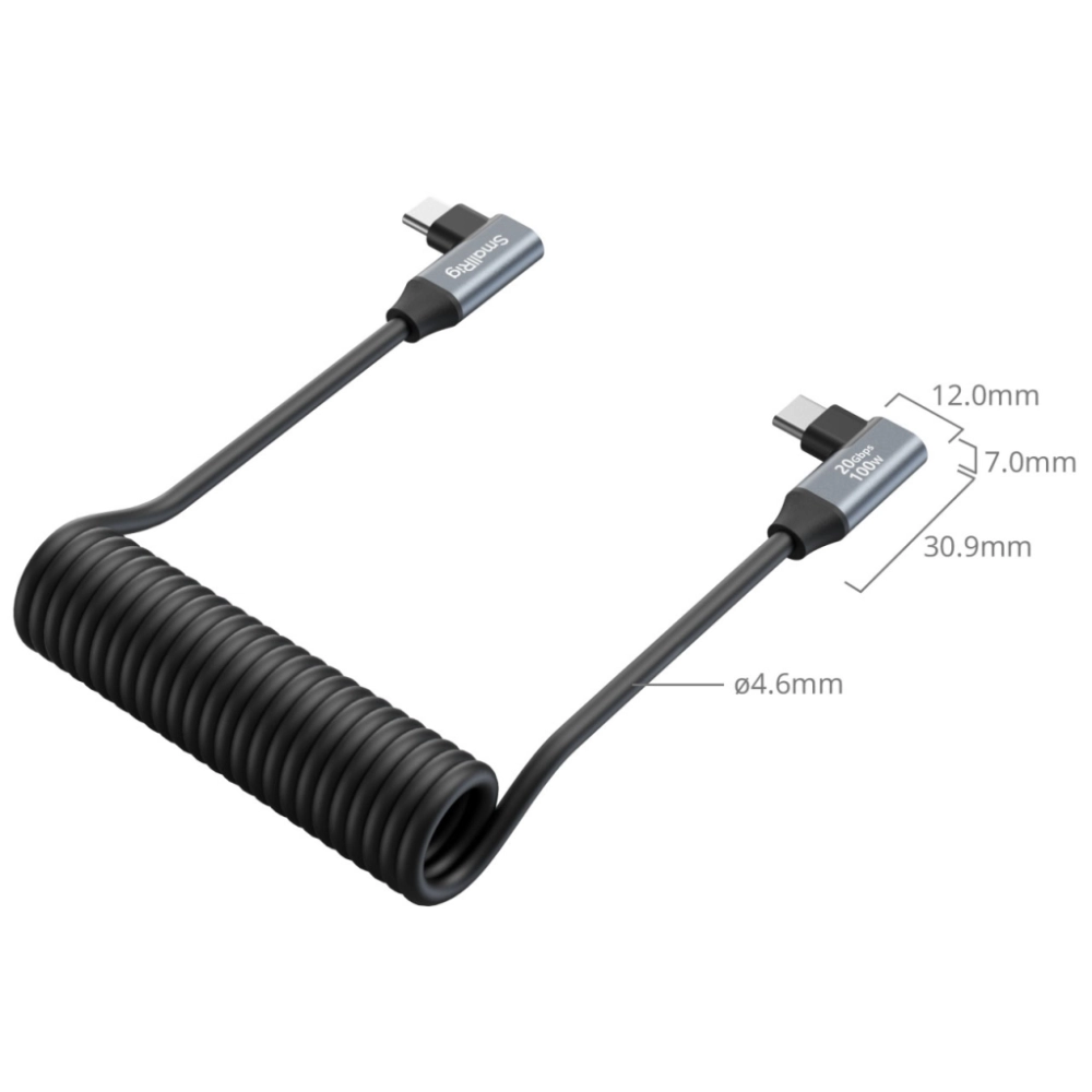 Smallrig Spiralny kabel danych USB-C prosty do USB-C kątowego [4792]