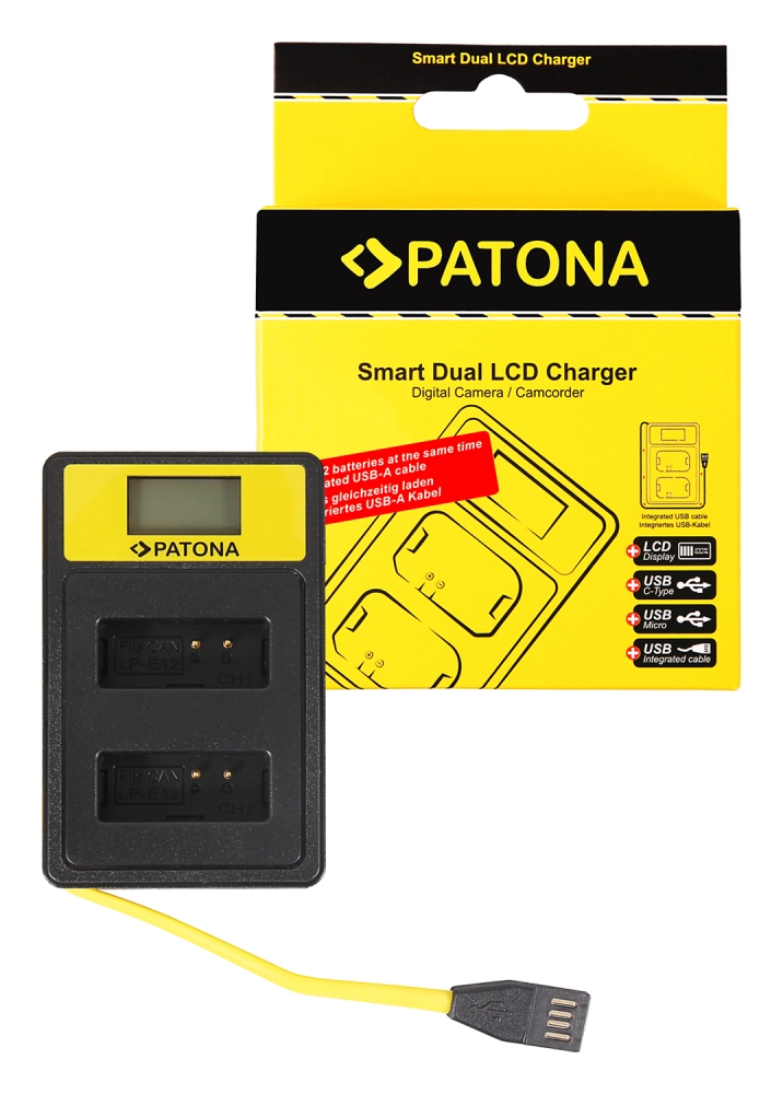 Ładowarka Patona USB  Smart Dual LCD do Canon LP-E12 LPE12 