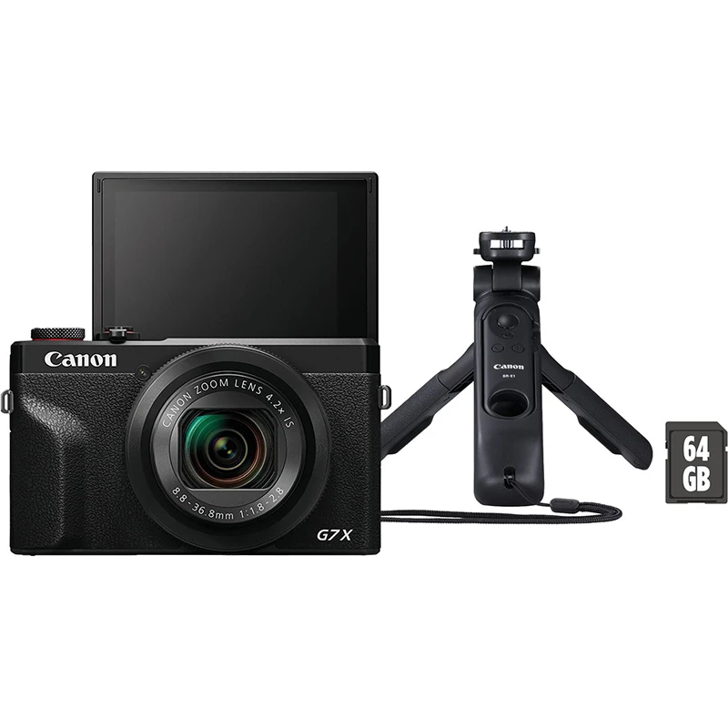 Aparat cyfrowy Canon PowerShot G7 X Mark III czarny + uchwyt HG-100TBR + karta SD 64 GB 