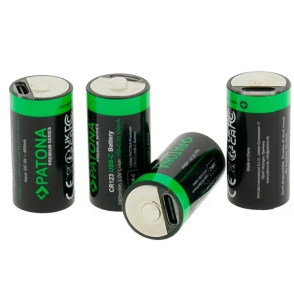 Bateria Patona Premium 4x Akumulatory CR123A z USB-C i kablem