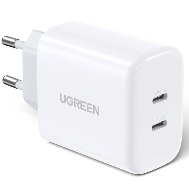 Ugreen Ładowarka sieciowa CD243, 2x USB-C, 40W Biała