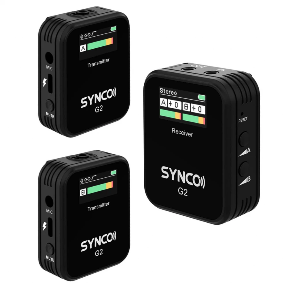 Synco G2A2 bezprzewodowy system mikrofonowy z ekranem 2.4GHz - 2odbiorniki