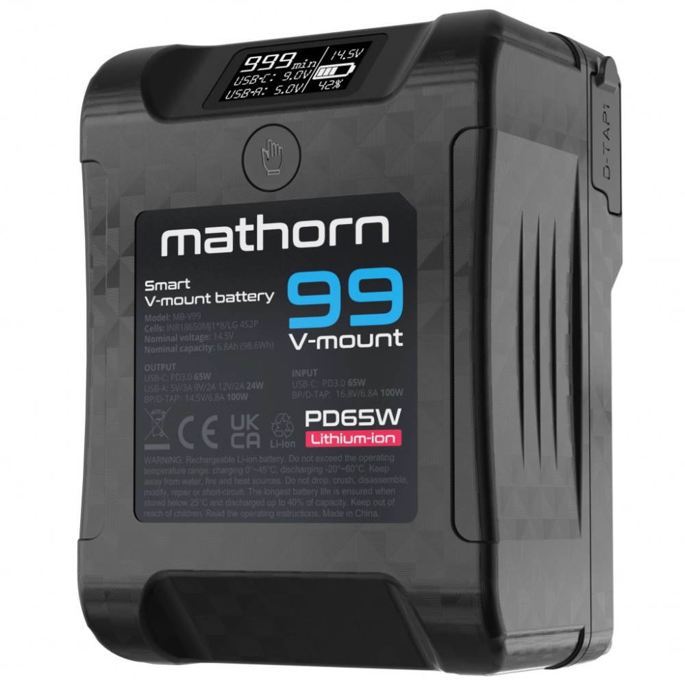 Akumulator Mathorn MB-V99 Smart OLED V-mount 99Wh