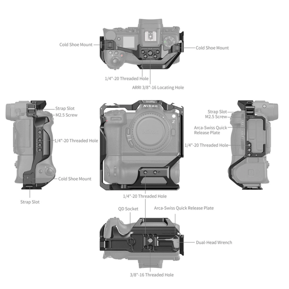 Smallrig Klatka operatorska do Nikon Z6 III Cage z MB-N14 Vertical Grip