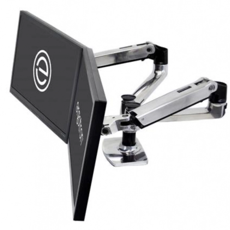 Ergotron LX Dual Side-by-Side Arm dwu ramienny uchwyt biurkowy na dwa monitory polerowane aluminium