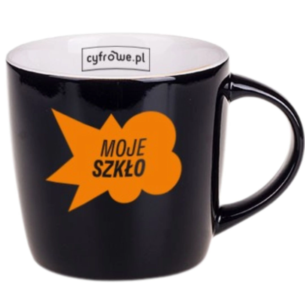 CYFROWE Kubek czarny grafika Moje szkło