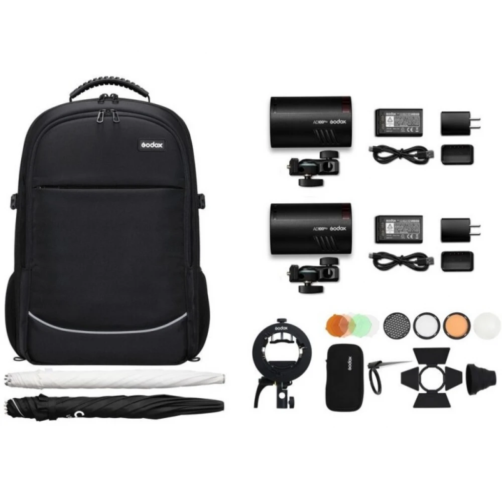Zestaw lamp plenerowych Godox Zestaw AD100 PRO TTL zestaw 2 lamp z plecakiem