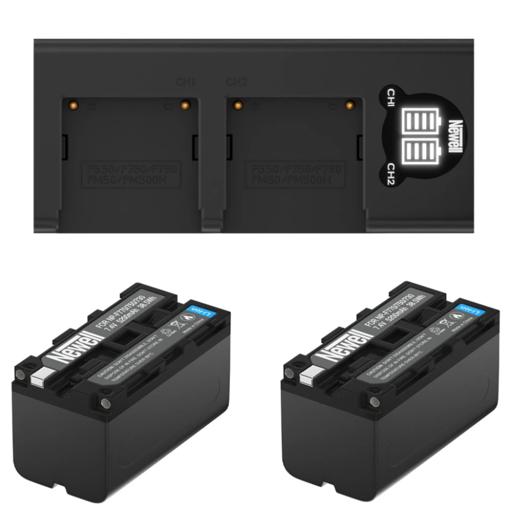 Ładowarka Newell dwukanałowa  DL-USB-C i dwa akumulatory NP-F770 do Sony