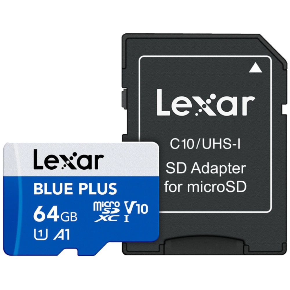 Karta pamięci Lexar microSDHC Blue Plus UHS-I with SD adapter, 100MB/s read C10/A1/U3 V30 64GB