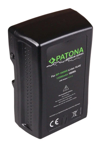 Akumulator Patona Premium BP-190WS V-Mount 190Wh, 15A, 14.4V, D-TAP, USB-A (OUT) [1255]