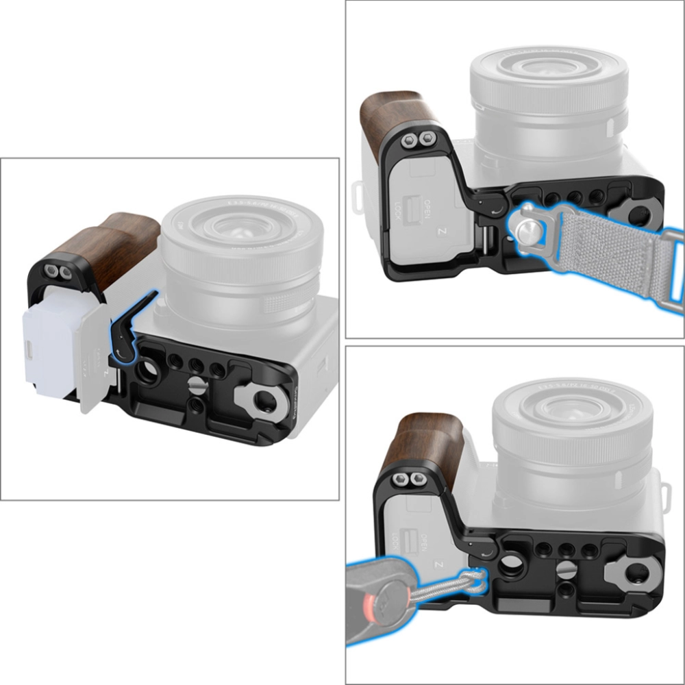 Smallrig L-Shape Mount Plate z Wooden Handle do Sony ZV-E10 II