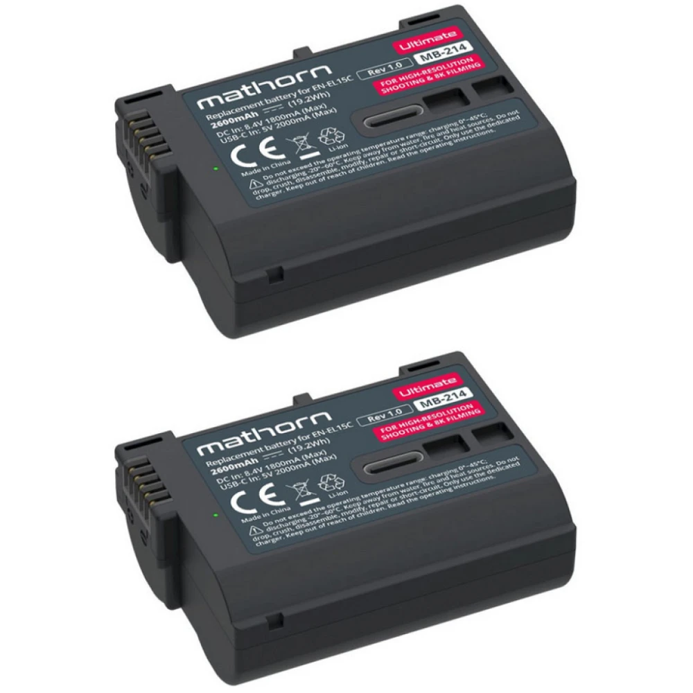 Akumulator Mathorn Zestaw MB-214 Ultimate 2600mAh USB-C - zamiennik EN-EL15C 2szt