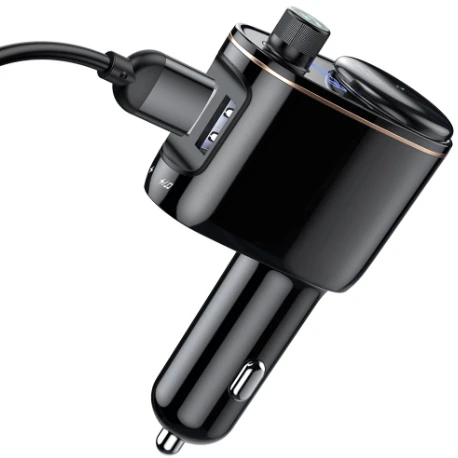 Baseus Transmiter FM do samochodu 2x USB, Bluetooth - czarny