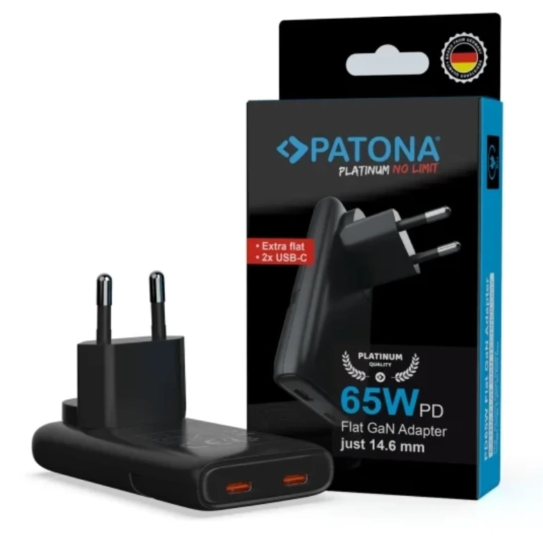 Patona Flat GaN 65W PD3.0 czarny