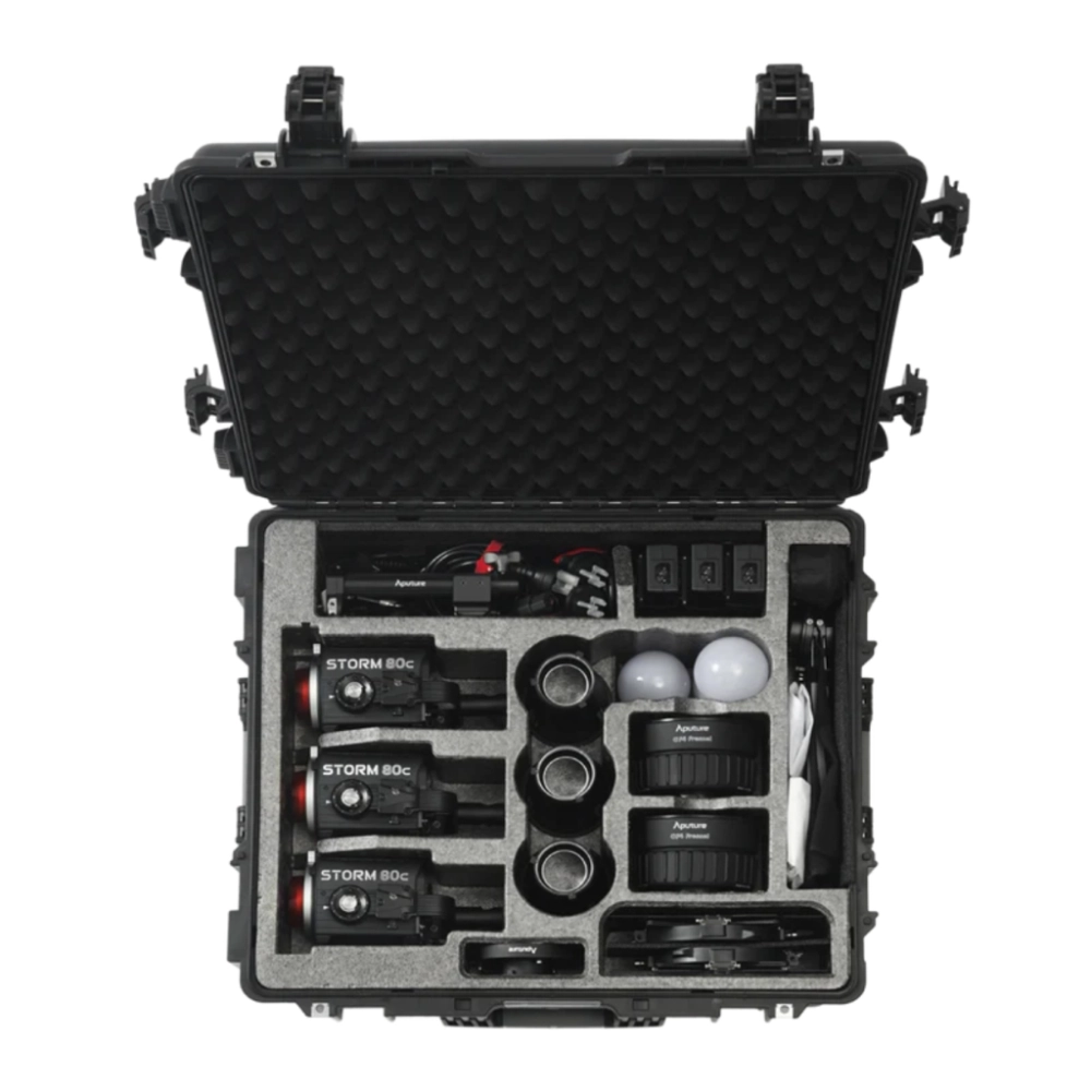 Lampa LED Aputure Storm 80c RGB 1800-20000K (wodoodporość IP65) ProLock Bowens Mount 3-Light kit