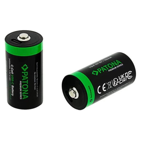 Bateria Patona Outlet Premium 2x Akumulatory LR14 z USB-C i kablem