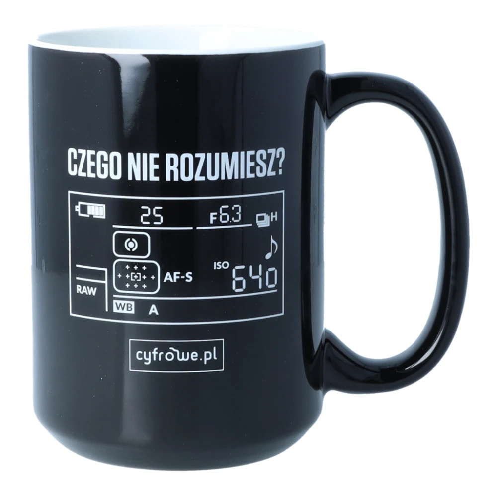 CYFROWE Kubek czarny grafika Czego nie rozumiesz 2025
