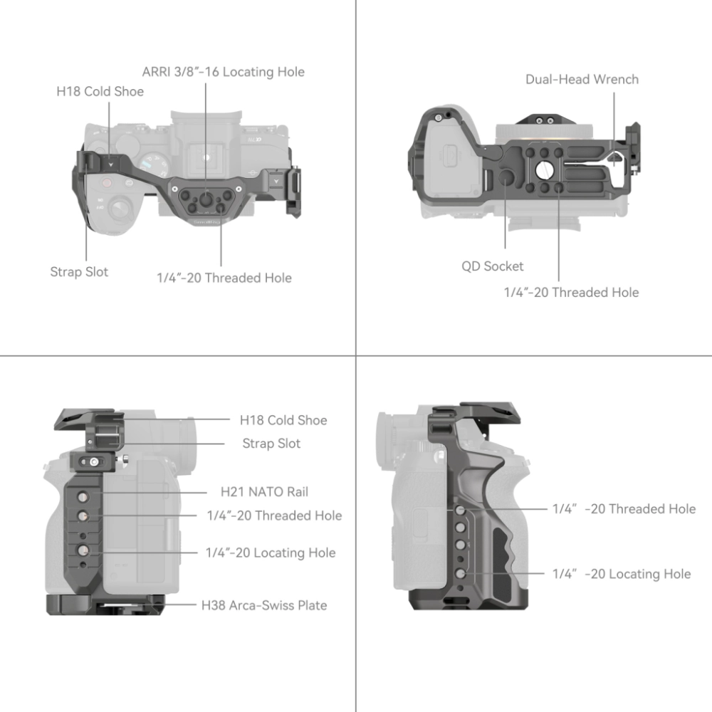 Smallrig Klatka operatorska HawkLock Quick Release Cage do Sony A7R V /  A7 IV /  A7S III / A1 / A7R IV