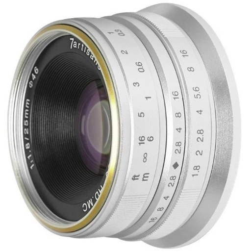 Obiektyw 7ARTISANS  25 mm f/1.8 M43 Panasonic Olympus srebrny