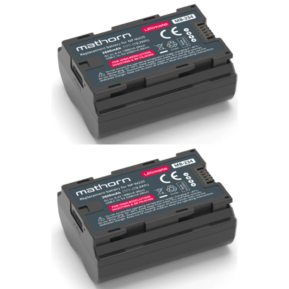 Akumulator Mathorn Zestaw Mathorn MB-234 Ultimate 2600 mAh USB-C do Fuji NP-W235 2szt