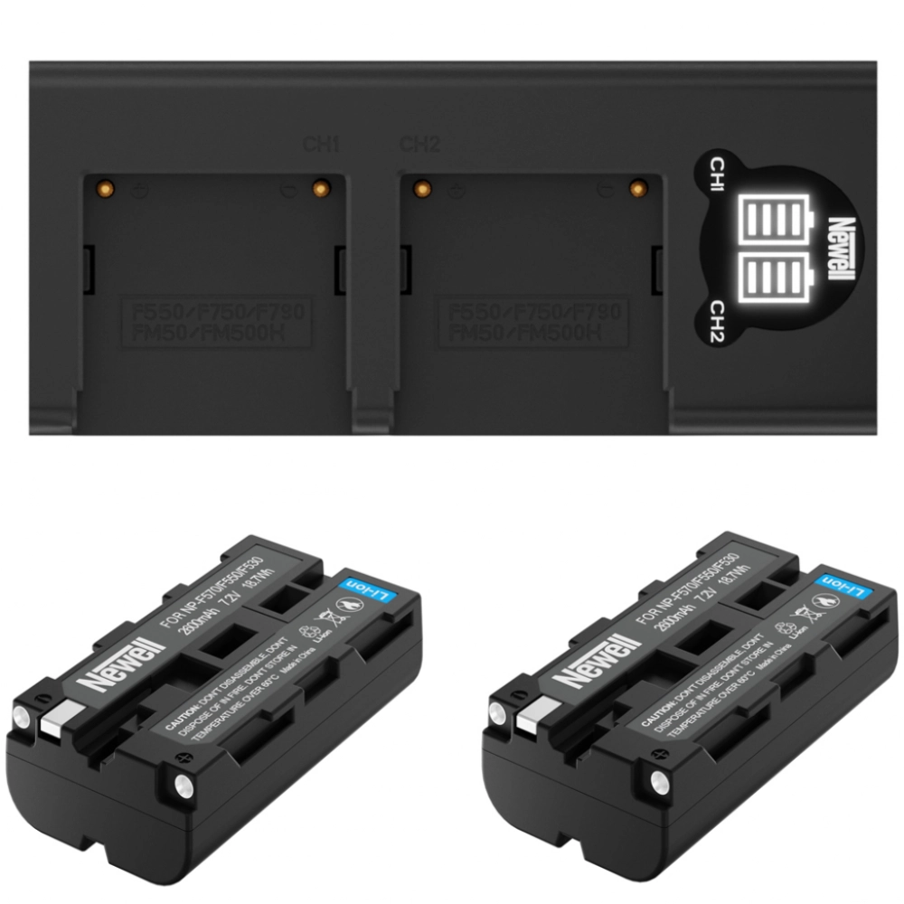 Ładowarka Newell dwukanałowa  DL-USB-C i dwa akumulatory NP-F570 do Sony