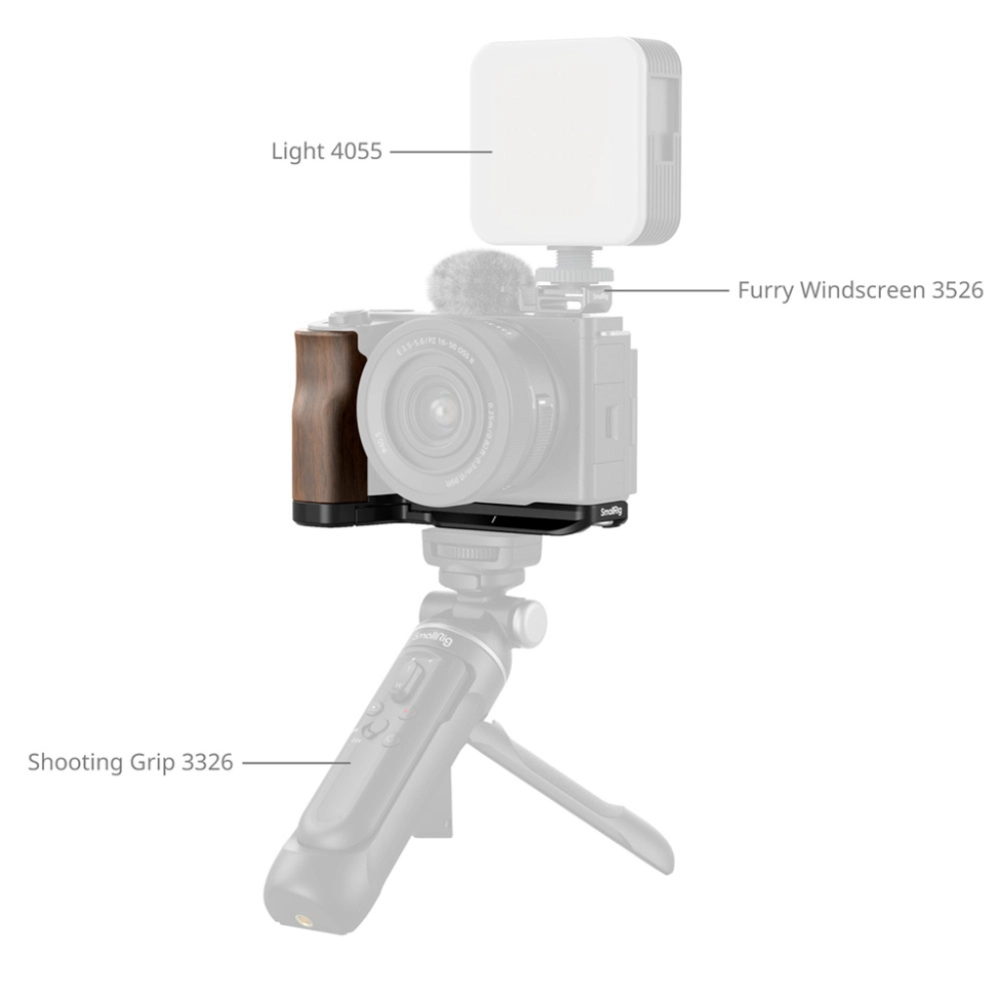 Smallrig L-Shape Mount Plate z Wooden Handle do Sony ZV-E10 II