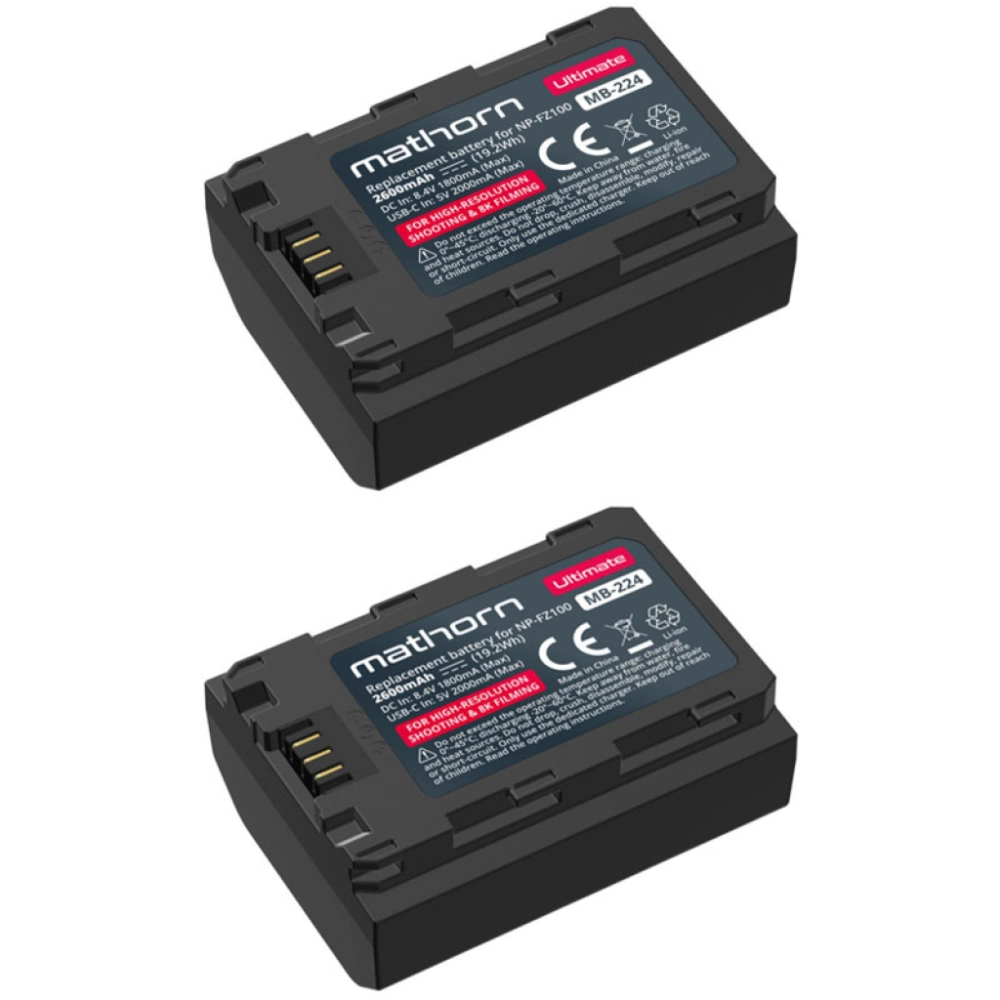 Akumulator Mathorn Zestaw MB-224 Ultimate 2600mAh USB-C zamiennik NP-FZ100 2szt