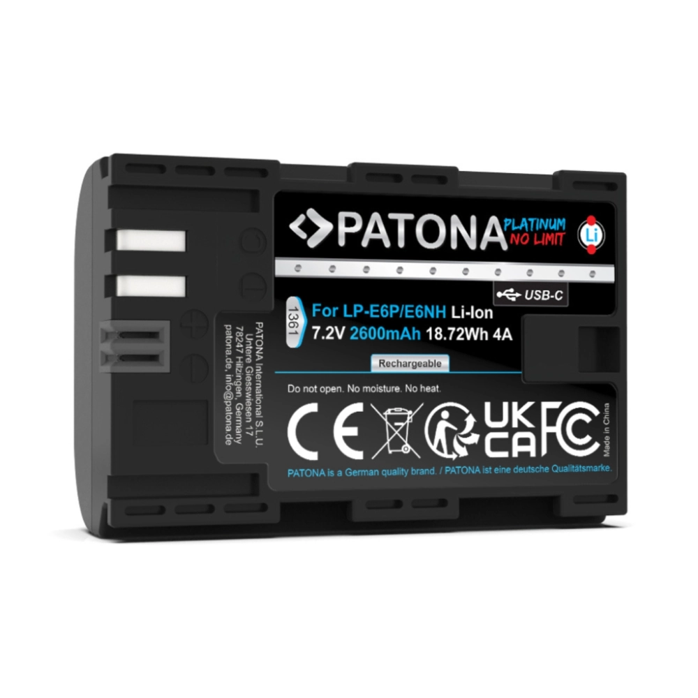 Akumulator Patona Platinum E6P/E6NH do Canon EOS R5 Mark II, USB-C