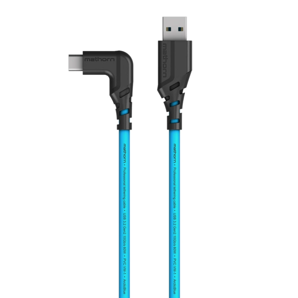 Mathorn MTC-501 USB A - USB C 5m Arcticblue kątowy