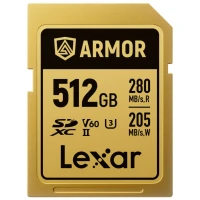 Karta pamięci Lexar SDXC ARMOR Gold UHS-II U3, Stainless Steel, IP68 R280/W205, 512GB V60