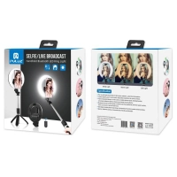 Puluz Selfie stick 3w1 z lampą pierścieniową LED 16cm PU531B