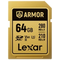 Karta pamięci Lexar SDXC ARMOR Gold UHS-II U3, Stainless Steel, IP68 R280/W210, 64GB V60