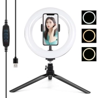 PULUZ  Lampa pierścieniowa PKT3073B16 cm LED z uchwytem na telefon