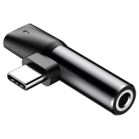 Baseus Adapter Audio L41 USB-C do Mini Jack 3.5mm + USB-C czarny