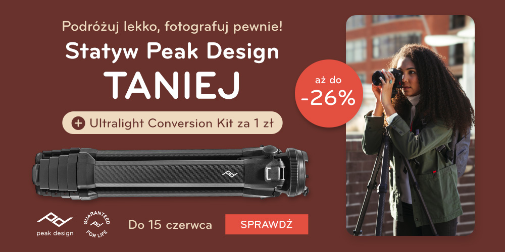 Statyw Peak Design kupisz 20% taniej + Ultralight Convension Kit otrzymasz za 1 zł