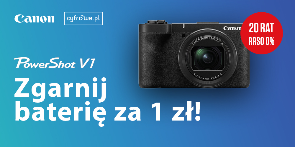 Kup Canon PowerShot V1 i zgarnij baterię za 1 zł!